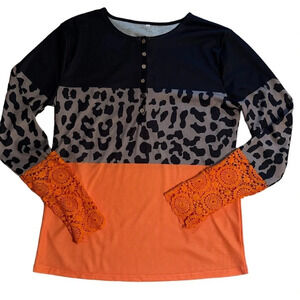 NWOT long sleeve tier patterned shirt for women, large